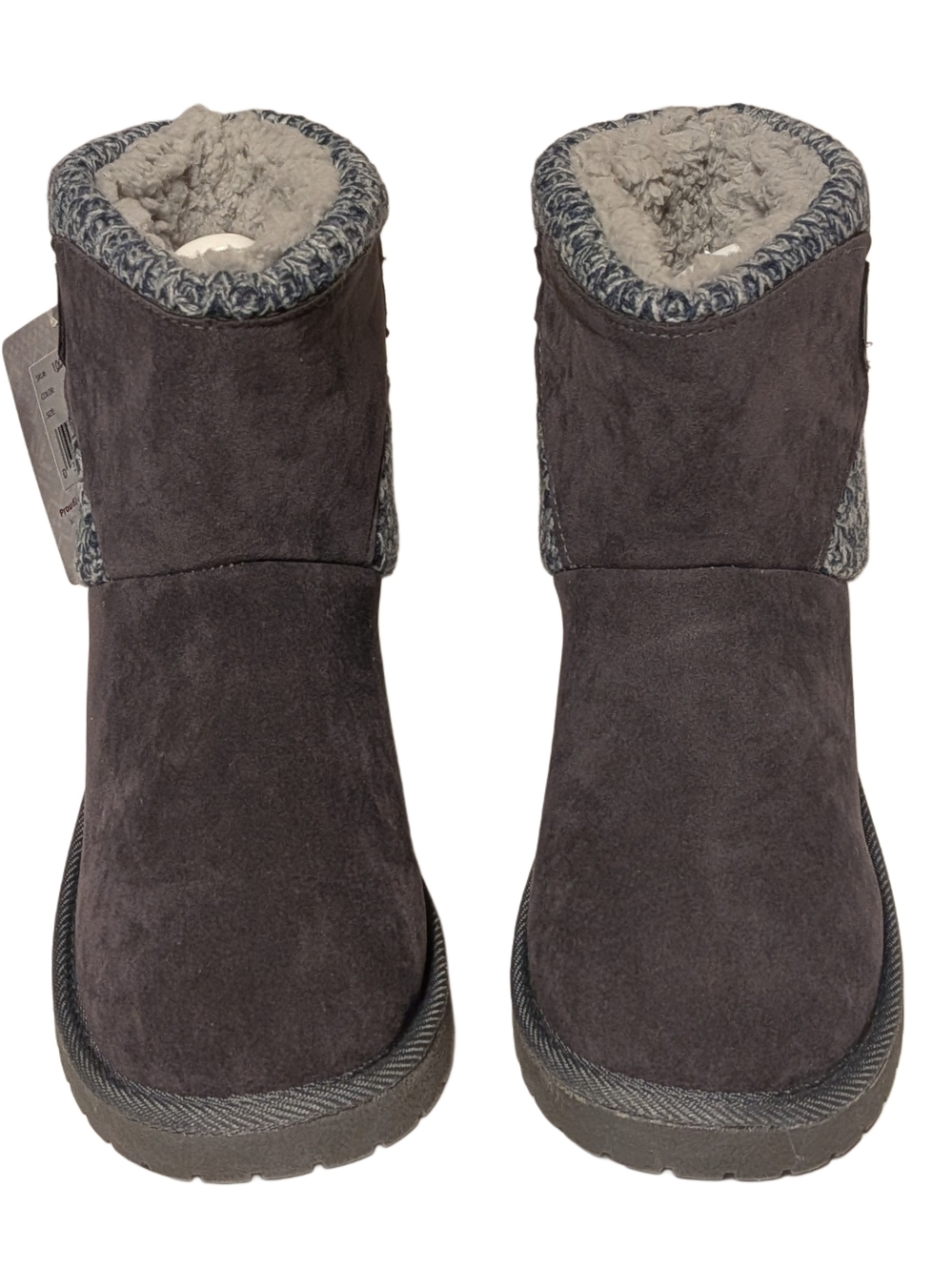 MUK LUKS Womens Knit Boot Gray Size 7 Faux Suede Sweater Cuff Winter Bootie